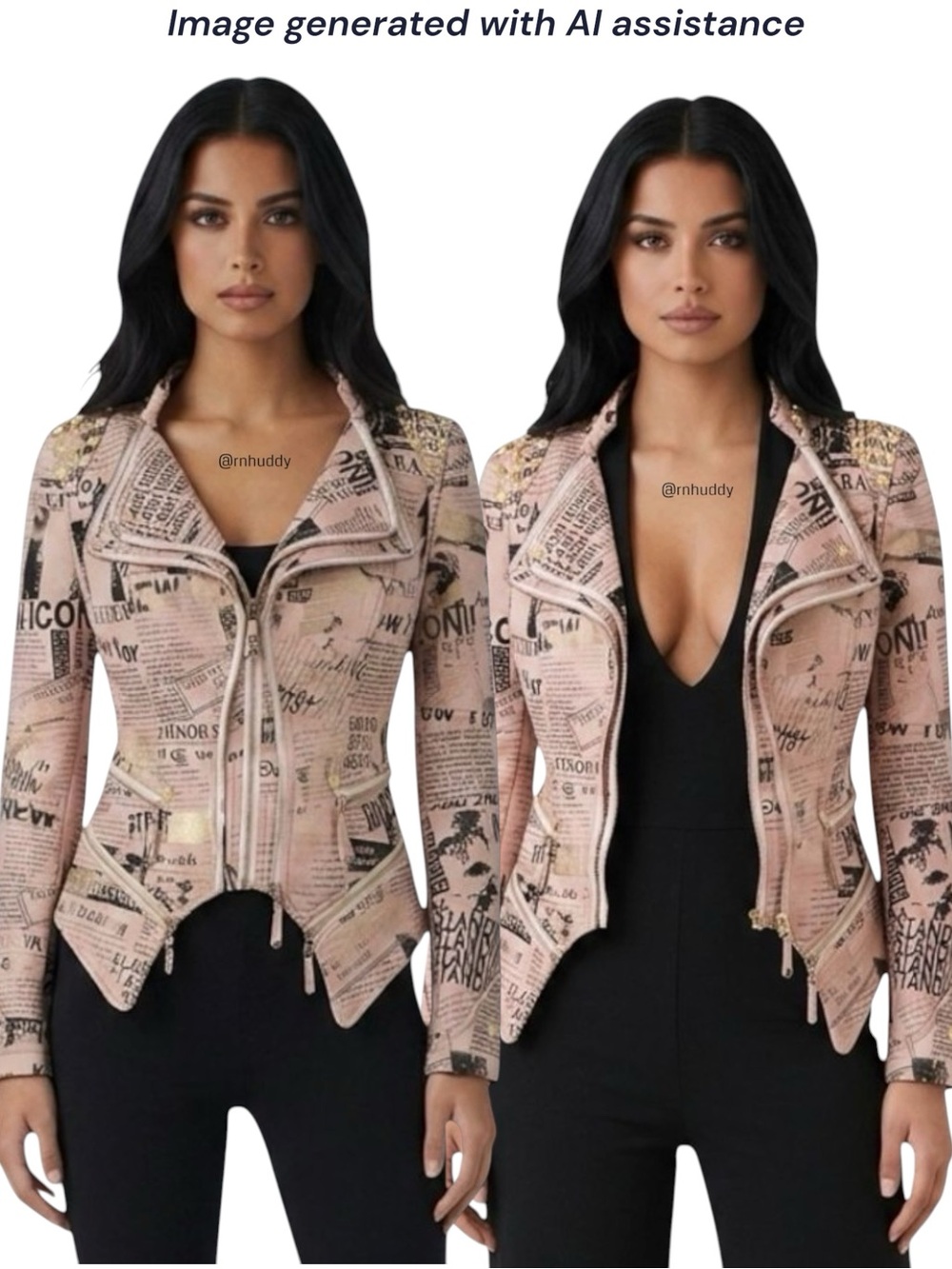 SX XS pink newspaper punk motorcycle jacket